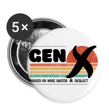 Gen X Sunset - Schwarz - Buttons groß 56 mm (5er Pack) - Weiß - Vorne