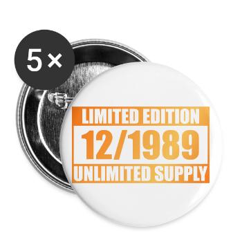 35e anniversaire Edition Limitée - ꝏ Approvisionnement 12/1989 - Lot de 5 grands badges (56 mm) - blanc - Devant