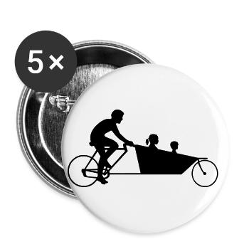 Lastenrad Bike Familie Vater Geschenkidee - Buttons groß 56 mm (5er Pack) - Weiß - Vorne