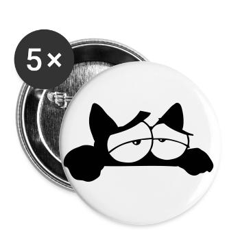 Black Cat 11 Katze - Buttons groß 56 mm (5er Pack) - Weiß - Vorne