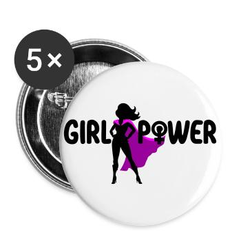 Girl Power Woman Power Symbol | Colors can be changed - Buttons large 2.2''/56 mm (5-pack) - white - Front