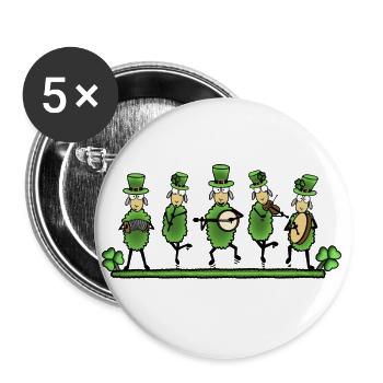 Irish Folk Band Musizierende Schafe - Buttons groß 56 mm (5er Pack) - Weiß - Vorne