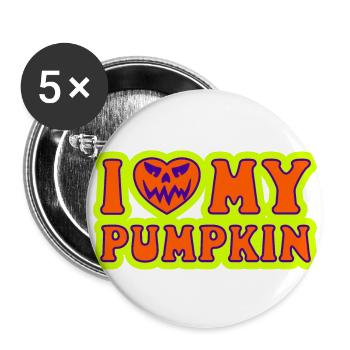 I Love My Pumpkin Halloween Kostüm Frauen Männer - Buttons groß 56 mm (5er Pack) - Weiß - Vorne
