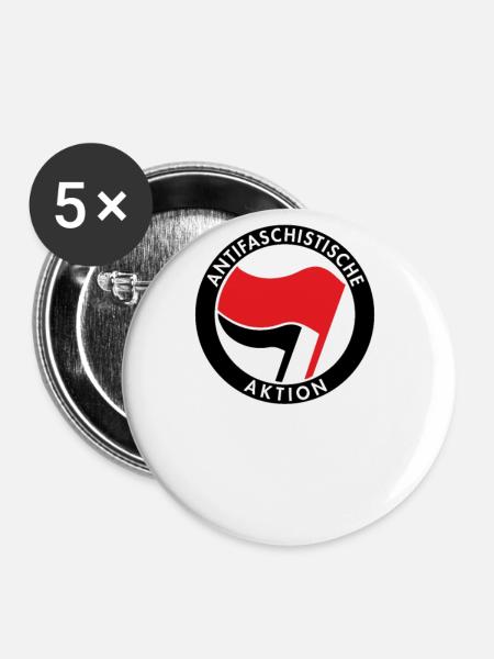 Antifa - Gegen Rechts - Buttons groß 56 mm (5er Pack) - Weiß