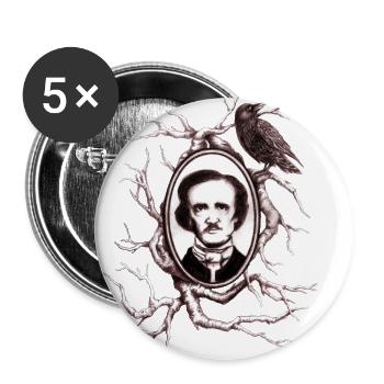 Edgar Allan Poe - Raven in the Tree - Buttons large 2.2''/56 mm (5-pack) - white - Front