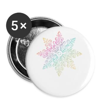 Schneeflocke Schnee Flocke Weihnachten Winter LGBT - Buttons groß 56 mm (5er Pack) - Weiß - Vorne