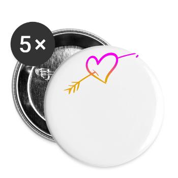 Herz Pfeil Liebe Amor Valentinstag Verliebt - Buttons groß 56 mm (5er Pack) - Weiß - Vorne