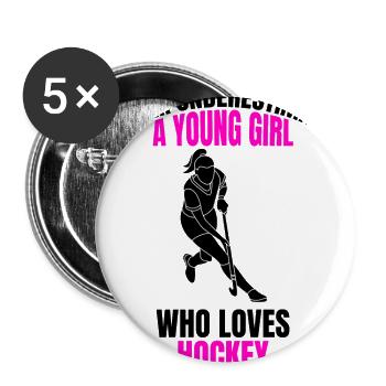Hockey hockey femmes hockey hockey sur glace filles hockey - Lot de 5 grands badges (56 mm) - blanc - Devant