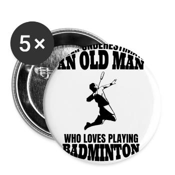 Federballliebhaber Badminton Federball Geschenk - Buttons groß 56 mm (5er Pack) - Weiß - Vorne