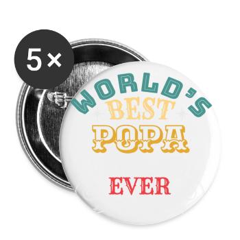 Worlds Best Popa Ever - Buttons large 2.2''/56 mm (5-pack) - white - Front