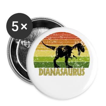 Dianasaurus Diana saurus dinosaur - Buttons large 2.2''/56 mm (5-pack) - white - Front