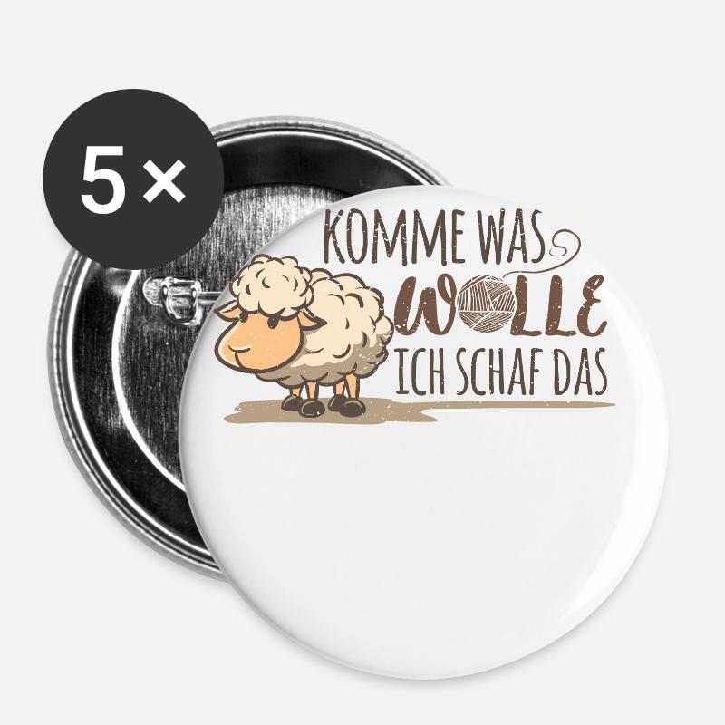 Schaf Schafe, Bauern Hirten Bauern Geschenk - Buttons groß 56 mm (5er Pack) - Weiß