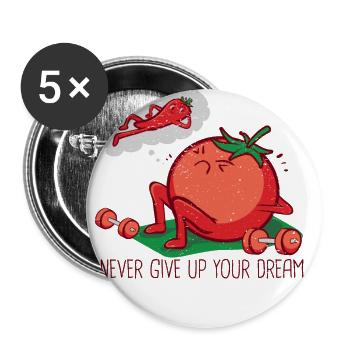 Hobby Gardener Sport Chili Pepper Tomato Bodybuilder - Buttons large 2.2''/56 mm (5-pack) - white - Front
