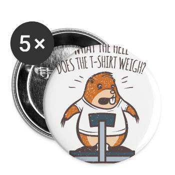 Une drôle de taupe disant poids sur la balance - Lot de 5 grands badges (56 mm) - blanc - Devant