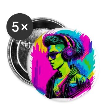 Cyber boy - Buttons large 2.2''/56 mm (5-pack) - white - Front