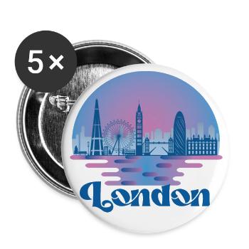 London Skyline Vereinigtes Königreich Reisen - Buttons groß 56 mm (5er Pack) - Weiß - Vorne