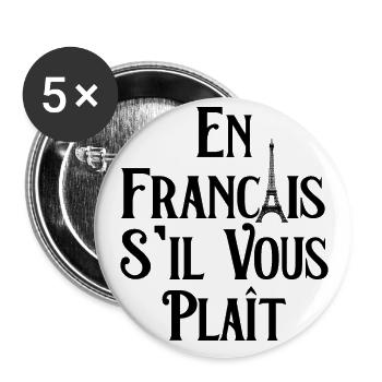 En Français S'il Vous Plaît - Eiffel Tower Paris - Buttons large 2.2''/56 mm (5-pack) - white - Front