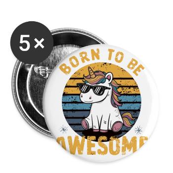 born to be unicorn - Buttons large 2.2''/56 mm (5-pack) - white - Front