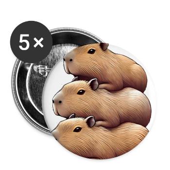 Gestapelte Capybara-Familie Illustration - Buttons groß 56 mm (5er Pack) - Weiß - Vorne