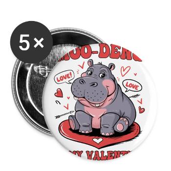 Liebe Süße Lustige Muh-Deng Ist Mein Valentinstag - Buttons groß 56 mm (5er Pack) - Weiß - Vorne