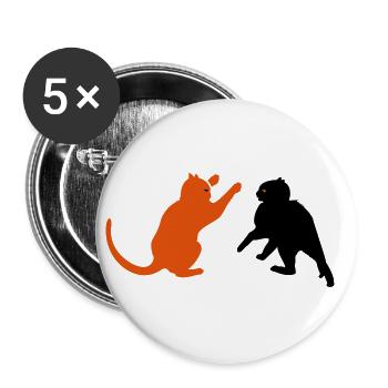 kämpfende Katzen / cat fight (2c) - Lot de 5 grands badges (56 mm) - blanc - Devant