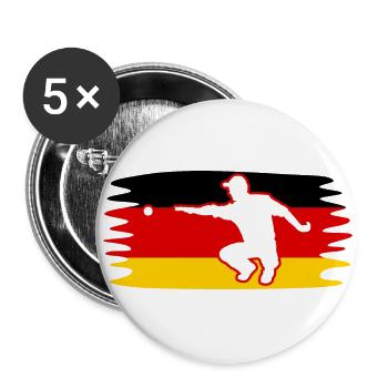 Deutschland Fahne Boule Spieler Pétanque - Buttons groß 56 mm (5er Pack) - Weiß - Vorne