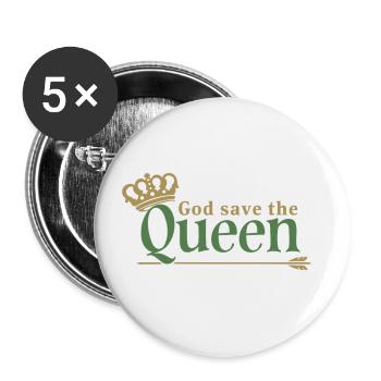 God save the Queen Majesty Queen Elizabeth II - Buttons large 2.2''/56 mm (5-pack) - white - Front
