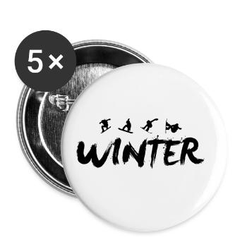 Snowboard Snowboarder Snowboard Hiver - Lot de 5 grands badges (56 mm) - blanc - Devant