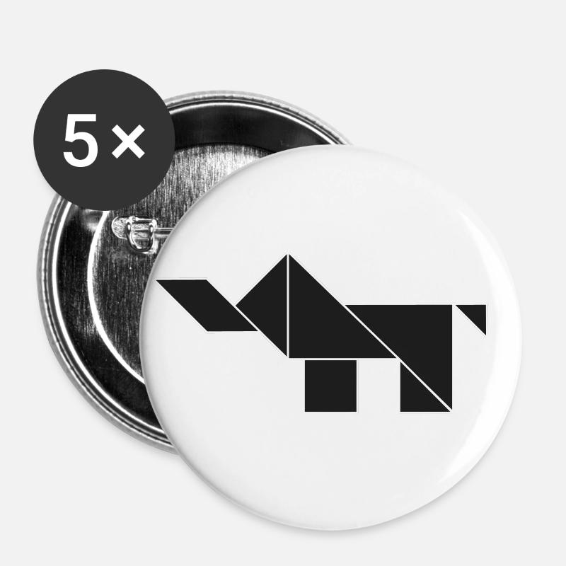 Tangram Elephant black 'n white - Buttons large 2.2''/56 mm (5-pack) - white