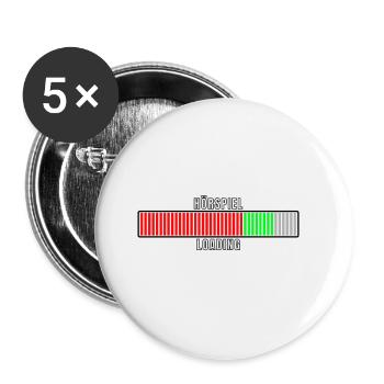Lecture radio Barre de chargement Livre audio Lectures radio - Lot de 5 grands badges (56 mm) - blanc - Devant