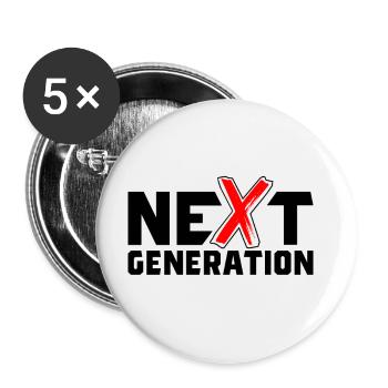 Lettres X de nouvelle génération / symbole X - Lot de 5 grands badges (56 mm) - blanc - Devant