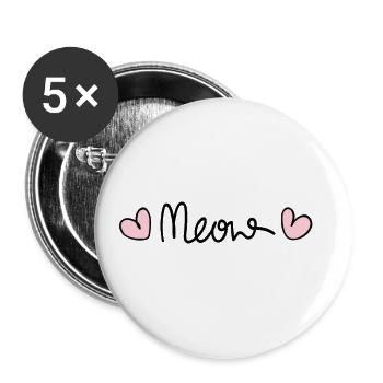Meow Cat Cat Lovers Gift - Buttons large 2.2''/56 mm (5-pack) - white - Front