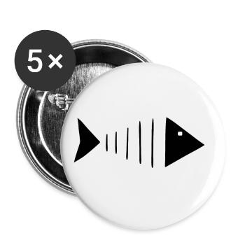 Fischgräte Fisch Angler Fischer - Buttons groß 56 mm (5er Pack) - Weiß - Vorne