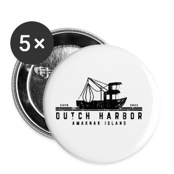 Bering Sea Dutch Harbor Amaknak Island Alaska USA - Buttons large 2.2''/56 mm (5-pack) - white - Front