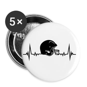 ECG Pulse Heart Line Football Helmet US Sports Gift - Buttons large 2.2''/56 mm (5-pack) - white - Front