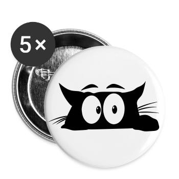 Black Cat 1 Katze - Buttons groß 56 mm (5er Pack) - Weiß - Vorne