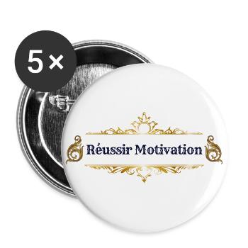 Réussir Motivation - Lot de 5 grands badges (56 mm) - blanc - Devant