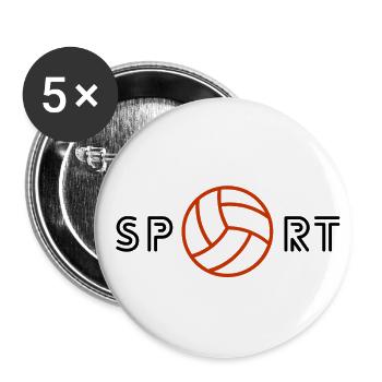 sport hand - Lot de 5 grands badges (56 mm) - blanc - Devant