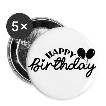 Birthday Queen 14 Joyeux anniversaire - Lot de 5 grands badges (56 mm) - blanc - Devant