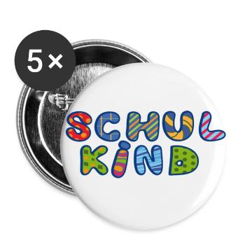 Schulkind - Buttons groß 56 mm (5er Pack) - Weiß - Vorne