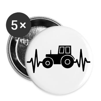 Battement Cœur Agriculteur Tracteur - Lot de 5 grands badges (56 mm) - blanc - Devant