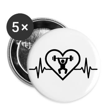 Weightlifting Heart Weight Bar - Buttons large 2.2''/56 mm (5-pack) - white - Front