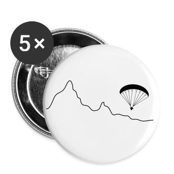 Paraglider über Bergkulisse - Buttons groß 56 mm (5er Pack) - Weiß - Vorne