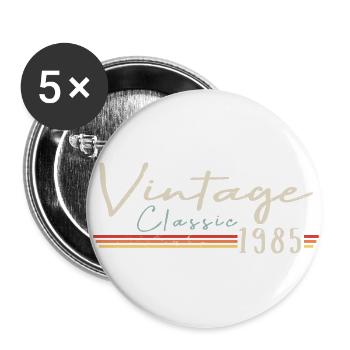 Vintage Original since 1985 Birthday Retro 1985 - Buttons large 2.2''/56 mm (5-pack) - white - Front