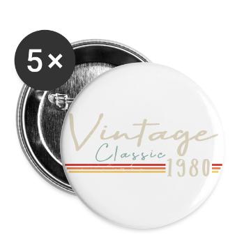Vintage Original since 1980 Geburtstag Retro 1980 - Buttons groß 56 mm (5er Pack) - Weiß - Vorne