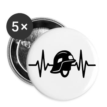 Firefighter Heart Beat - Buttons large 2.2''/56 mm (5-pack) - white - Front