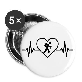 Heart Walking Poles Hike - Buttons large 2.2''/56 mm (5-pack) - white - Front