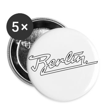 Berlin Logo mit Kontur - Buttons groß 56 mm (5er Pack) - Weiß - Vorne