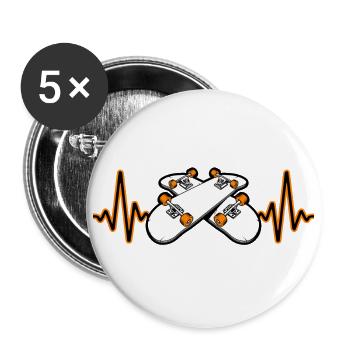 Heartbeat Skater Skateboard Skate - Buttons large 2.2''/56 mm (5-pack) - white - Front