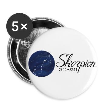 Sternzeichen Skorpion Tierkreiszeichen Astrologie - Buttons groß 56 mm (5er Pack) - Weiß - Vorne
